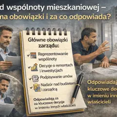 Zarząd wspólnoty mieszkaniowej: główne obowiązki to reprezentowanie, decyzje o remontach, podpisywanie umów, nadzór nad budżetem. Odpowiadają za kluczowe decyzje w imieniu właścicieli.