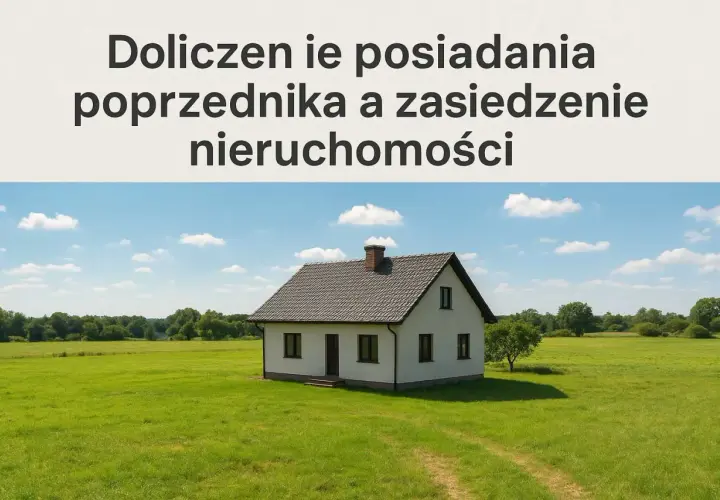 Doliczenie posiadania poprzednika a zasiedzenie nieruchomości. Samotny dom na zielonej łące pod błękitnym niebem.