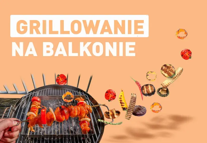 Grillowanie na balkonie to świetny pomysł! Szaszłyki z kurczaka i warzyw pieką się na ruszcie, a wokół unoszą się grillowane przysmaki.