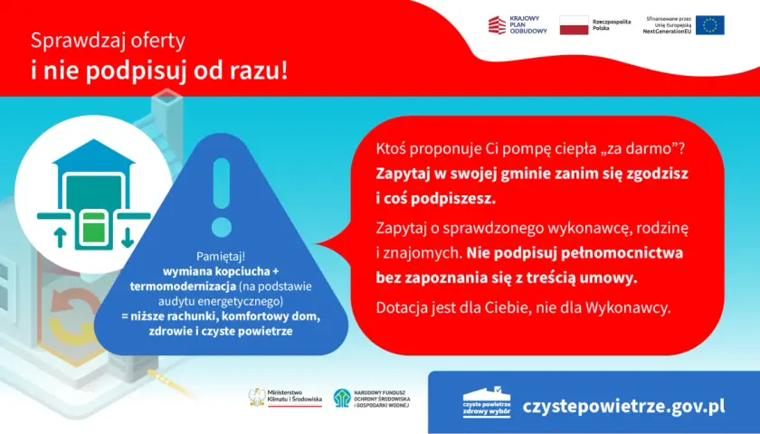 Sprawdzaj oferty i nie podpisuj od razu! Pamiętaj o audycie energetycznym przed zmianą kopciucha. Fundusz remontowy po zmianie ustawy wspiera termomodernizację.