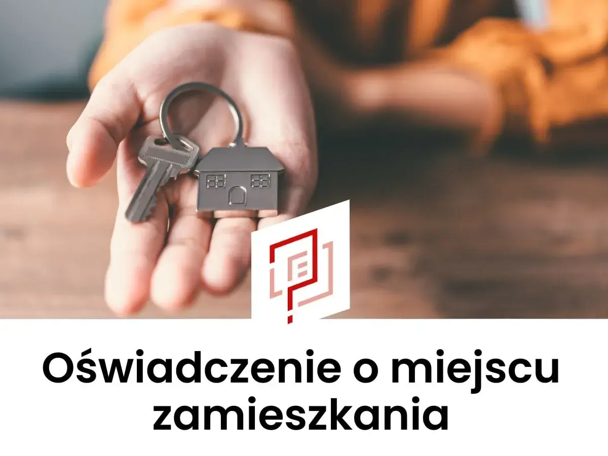 Oświadczenie właściciela lokalu o zapewnieniu miejsca zamieszkania. Klucze do nowego domu w dłoni.